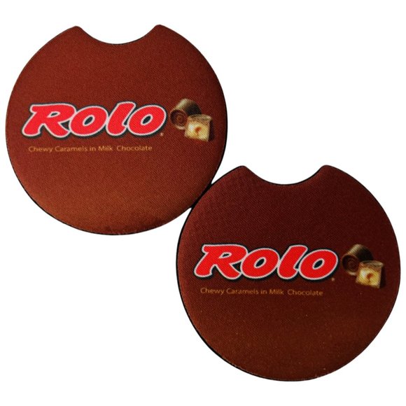 Car Coasters Rolo Chocolate Caramel Candy Snack Junk Food Set of 2 Neoprene - Picture 2 of 9